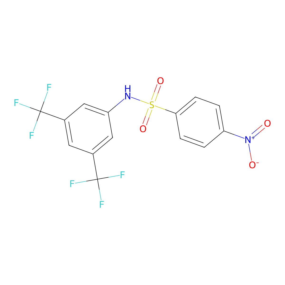 N-[3,5-bis(trifluoromethyl)phenyl]-4-nitrobenzenesulfonamide molecular structure, CAS 587-57-5