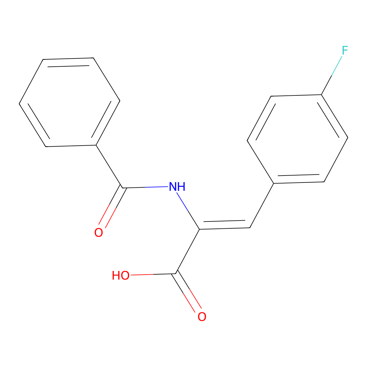 2-Propenoic acid, 2-(benzoylamino)-3-(4-fluorophenyl)- molecular structure, CAS 587-76-8