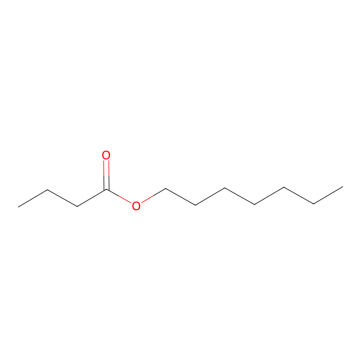 Heptyl butyrate molecular structure, CAS 5870-93-9