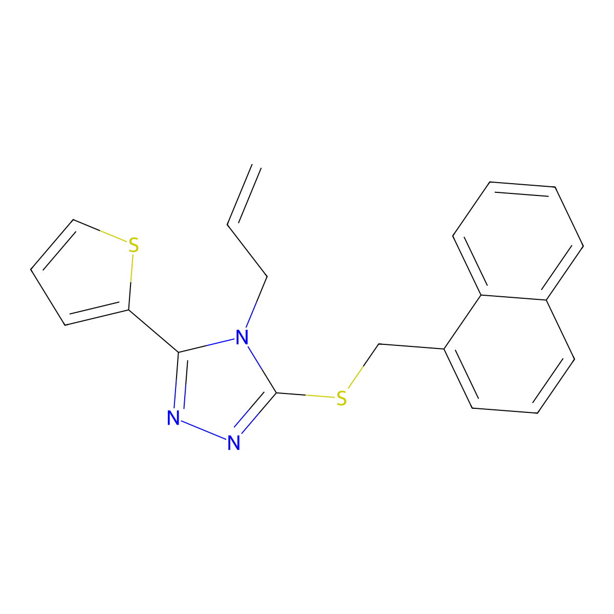 4-Allyl-5-(2-thienyl)-4H-1,2,4-triazol-3-YL 1-naphthylmethyl sulfide molecular structure, CAS 587000-20-2