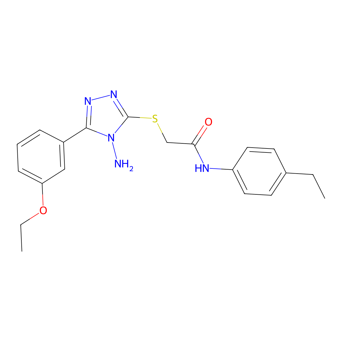 2-[4-amino-5-(3-ethoxyphenyl)(1,2,4-triazol-3-ylthio)]-N-(4-ethylphenyl)acetam ide molecular structure, CAS 587000-41-7