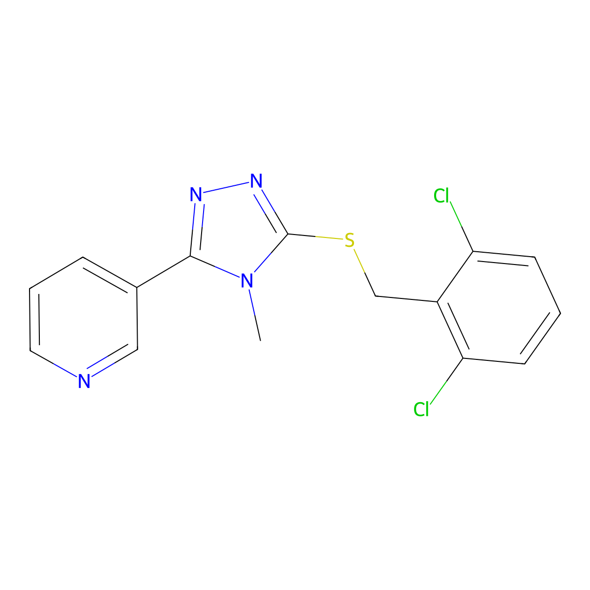3-[(2,6-Dichlorophenyl)methylthio]-4-methyl-5-(3-pyridyl)-1,2,4-triazole molecular structure, CAS 587000-57-5