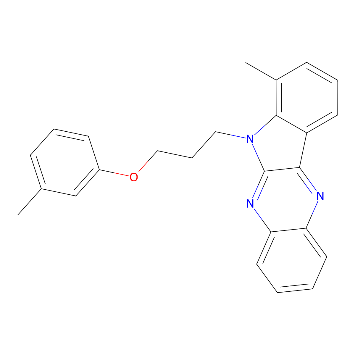 3-Methyl-1-[3-(4-methylindolo[2,3-b]quinoxalin-5-yl)propoxy]benzene molecular structure, CAS 587000-67-7