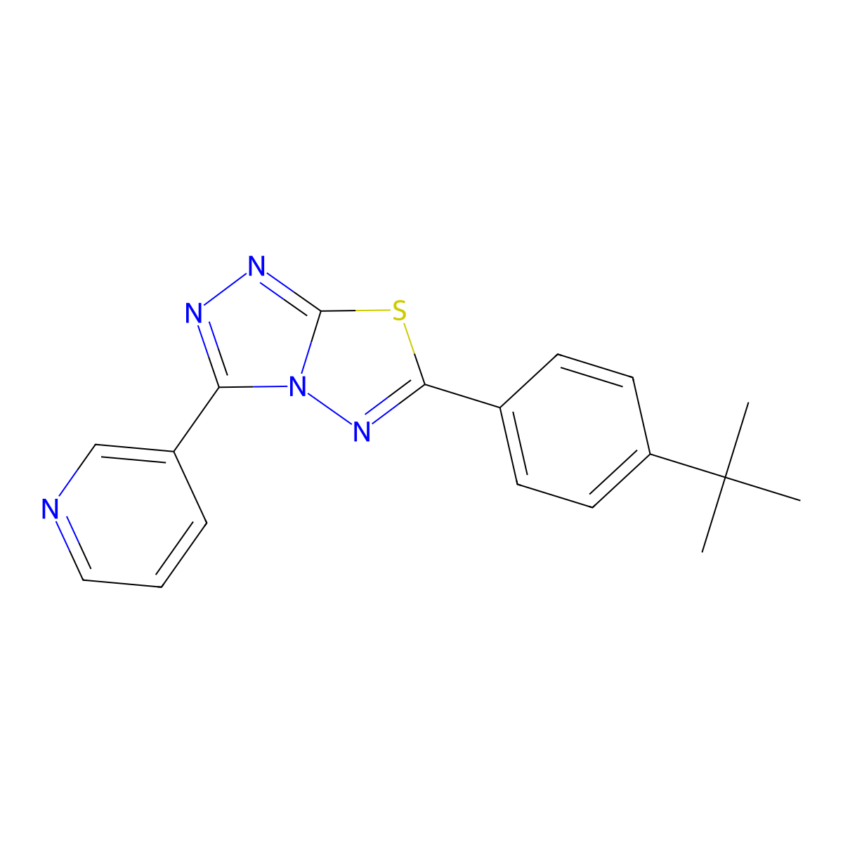 6-(4-Tert-butylphenyl)-3-pyridin-3-yl-[1,2,4]triazolo[3,4-b][1,3,4]thiadiazole molecular structure, CAS 587000-69-9
