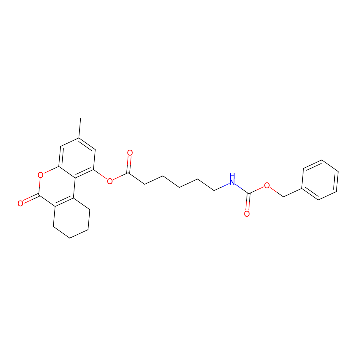 3-methyl-6-oxo-7,8,9,10-tetrahydro-6H-benzo[c]chromen-1-yl 6-{[(benzyloxy)carbonyl]amino}hexanoate molecular structure, CAS 587000-78-0