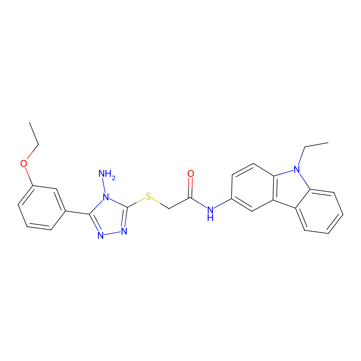 2-{[4-amino-5-(3-ethoxyphenyl)-4H-1,2,4-triazol-3-yl]sulfanyl}-N-(9-ethyl-9H-carbazol-3-yl)acetamide molecular structure, CAS 587000-79-1