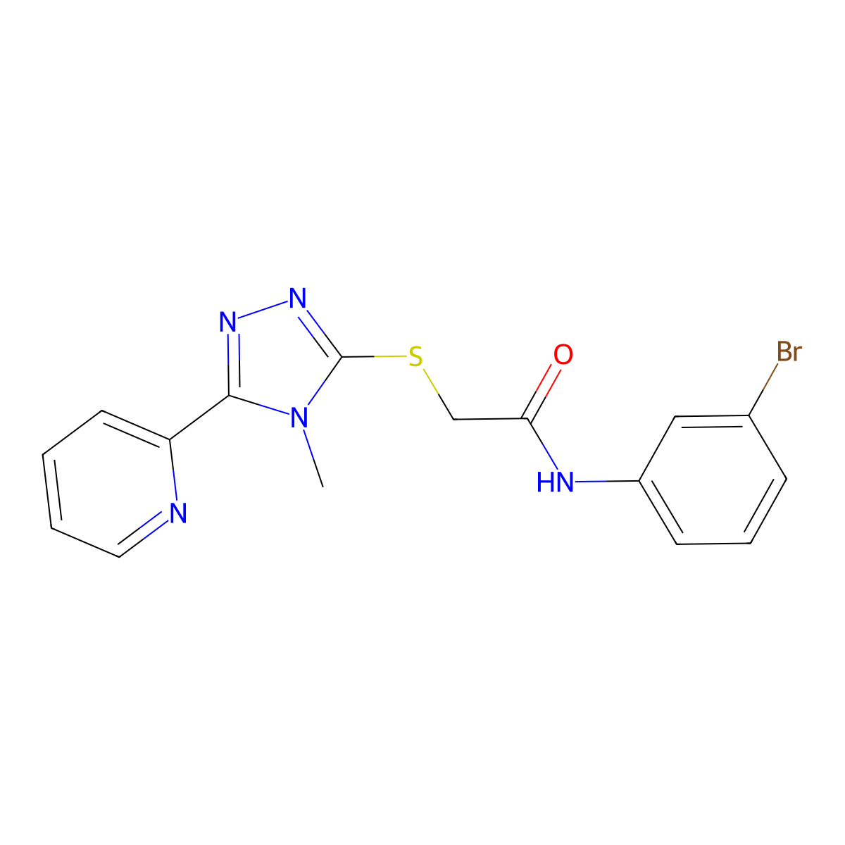 N-(3-bromophenyl)-2-{[4-methyl-5-(pyridin-2-yl)-4H-1,2,4-triazol-3-yl]sulfanyl}acetamide molecular structure, CAS 587001-08-9