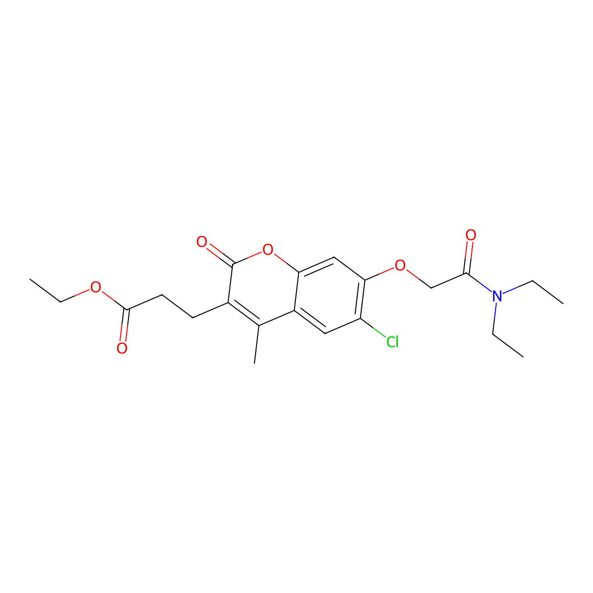 ethyl 3-{6-chloro-7-[2-(diethylamino)-2-oxoethoxy]-4-methyl-2-oxo-2H-chromen-3-yl}propanoate molecular structure, CAS 587001-21-6