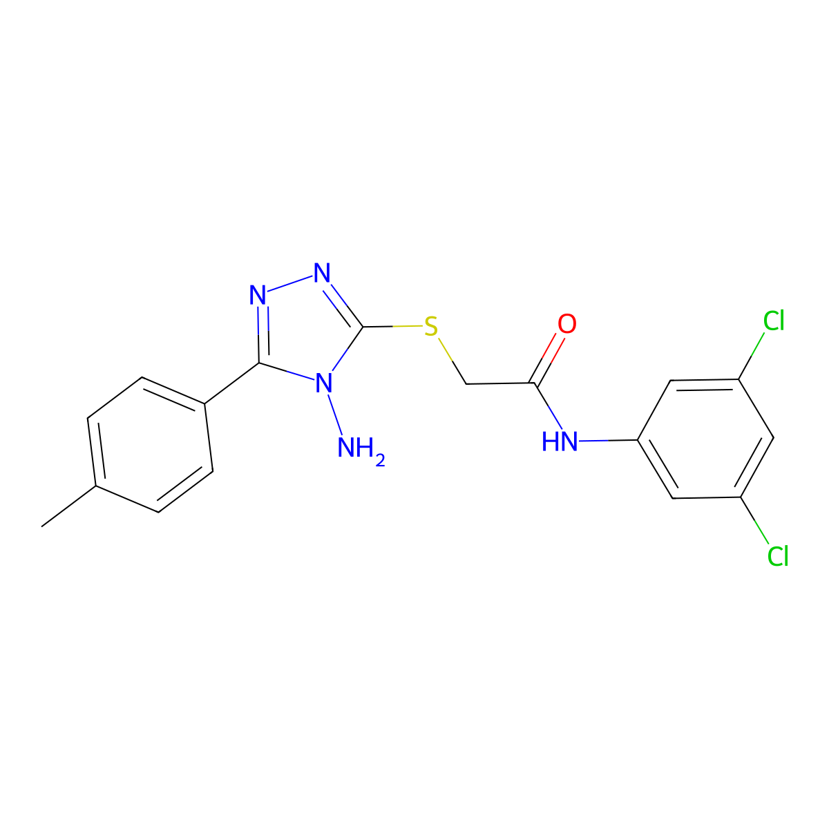 2-[4-amino-5-(4-methylphenyl)(1,2,4-triazol-3-ylthio)]-N-(3,5-dichlorophenyl)a cetamide molecular structure, CAS 587001-25-0
