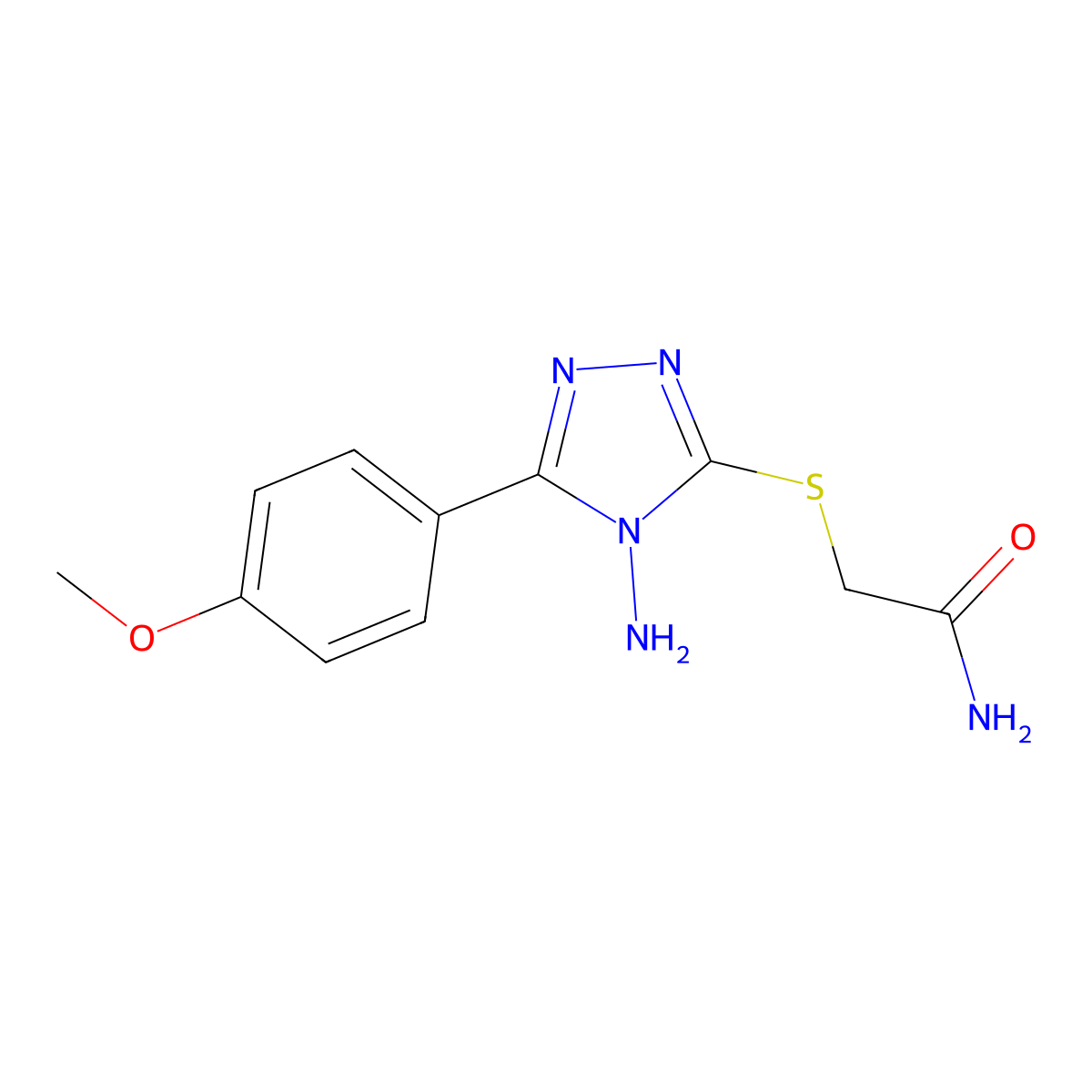 2-[4-Amino-5-(4-methoxyphenyl)-1,2,4-triazol-3-ylthio]acetamide molecular structure, CAS 587001-41-0
