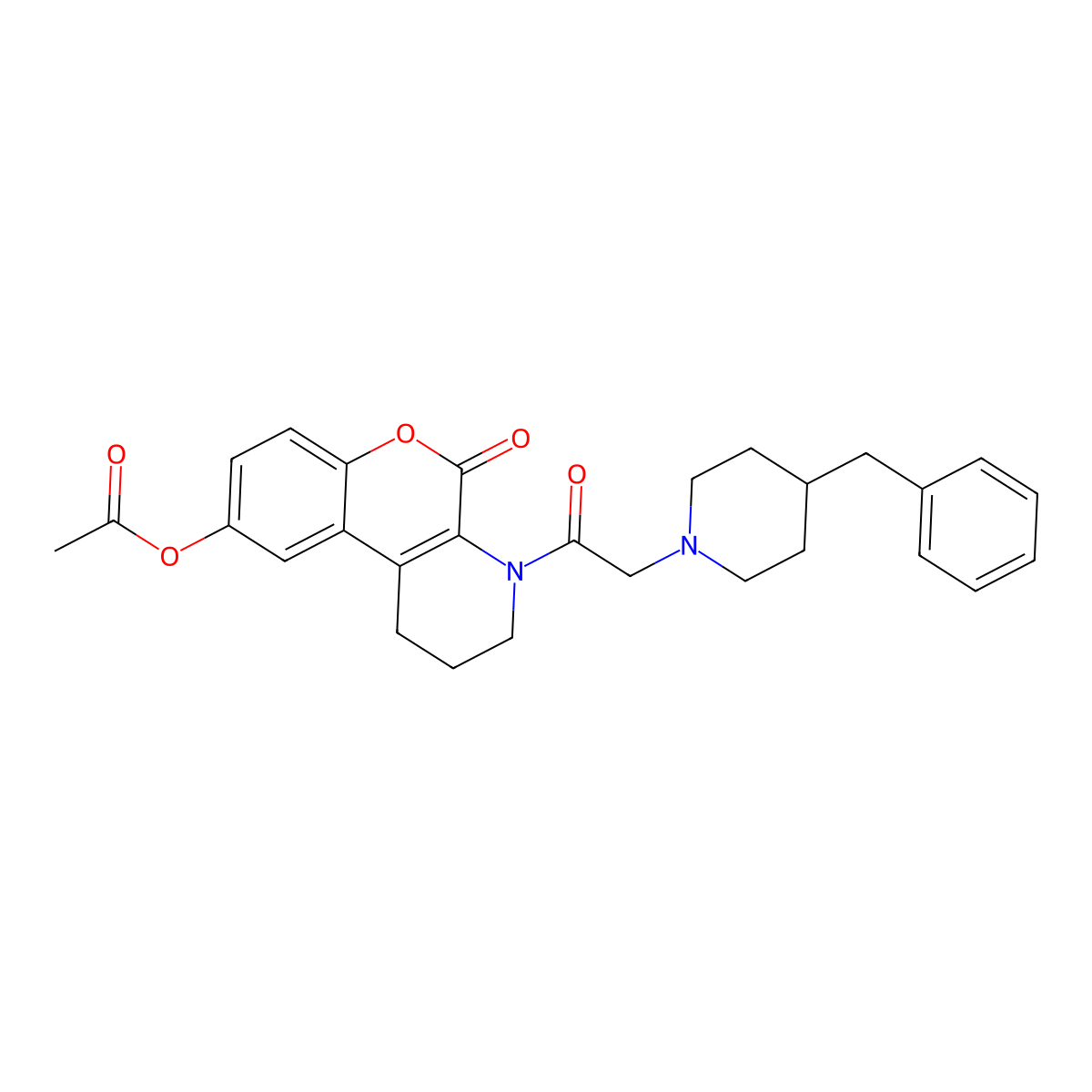 [4-[2-(4-benzylpiperidin-1-yl)acetyl]-5-oxo-2,3-dihydro-1H-chromeno[3,4-b]pyridin-9-yl] acetate molecular structure, CAS 587001-62-5