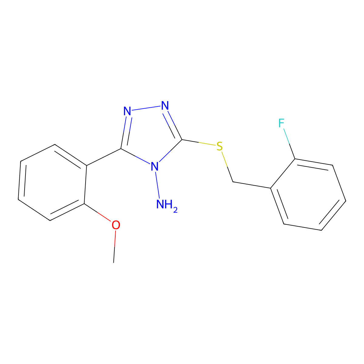 5-[(2-Fluorophenyl)methylthio]-3-(2-methoxyphenyl)-1,2,4-triazole-4-ylamine molecular structure, CAS 587001-68-1