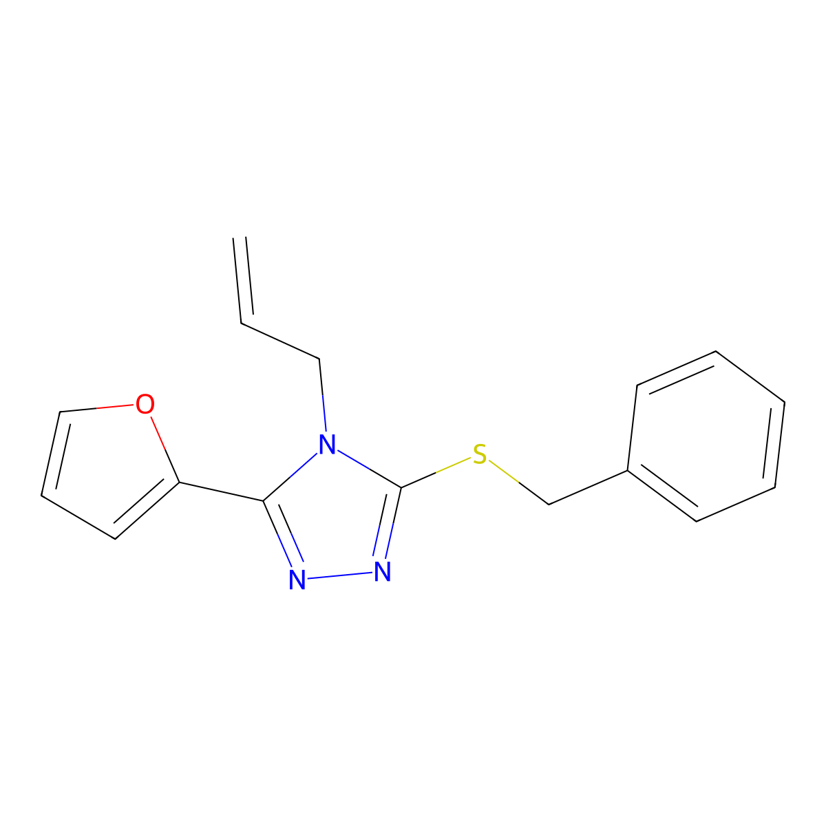 4-Allyl-3-(benzylthio)-5-(2-furyl)-4H-1,2,4-triazole molecular structure, CAS 587001-94-3