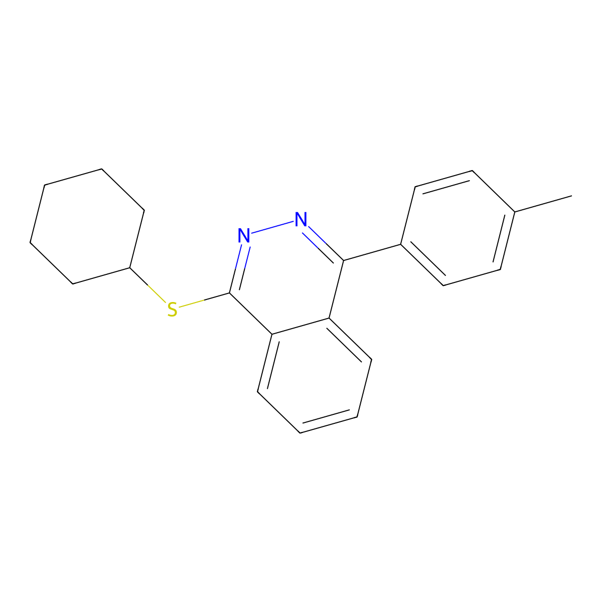 1-Cyclohexylsulfanyl-4-(4-methylphenyl)phthalazine molecular structure, CAS 587002-02-6