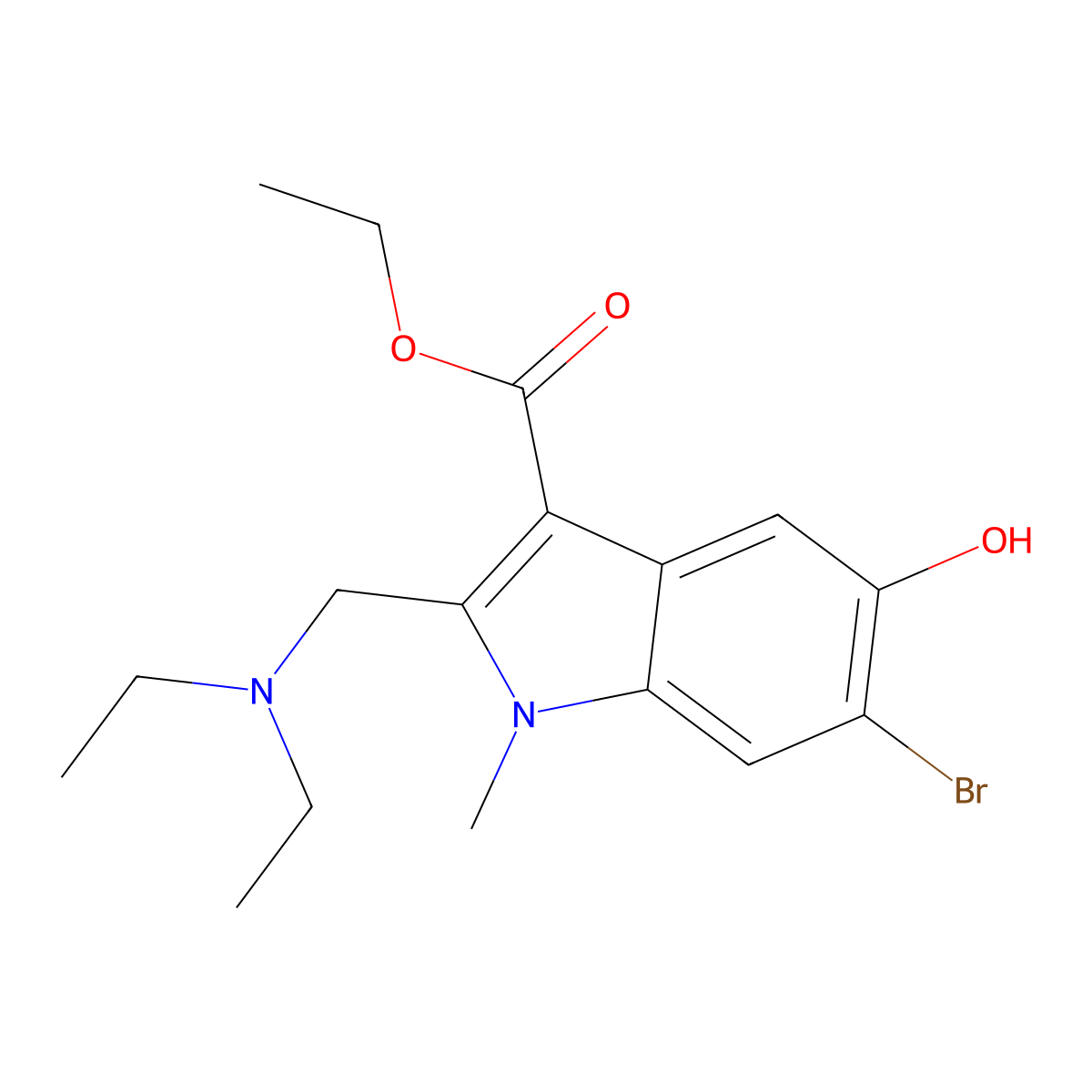 ethyl 6-bromo-2-[(diethylamino)methyl]-5-hydroxy-1-methyl-1H-indole-3-carboxylate molecular structure, CAS 587002-09-3