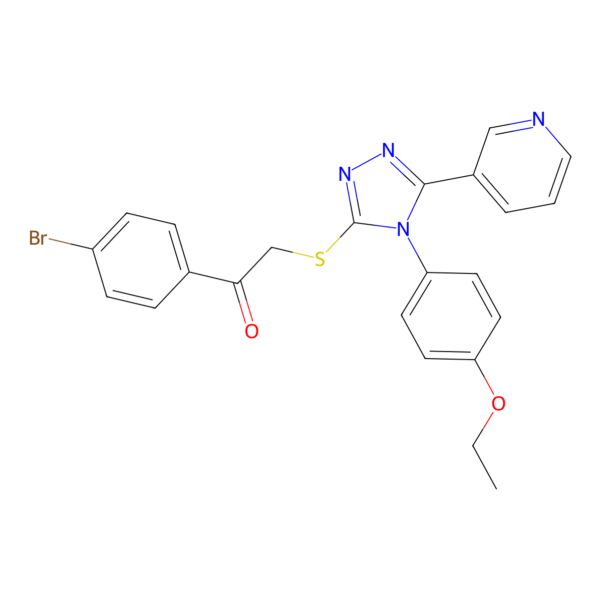 1-(4-bromophenyl)-2-{[4-(4-ethoxyphenyl)-5-(pyridin-3-yl)-4H-1,2,4-triazol-3-yl]sulfanyl}ethanone molecular structure, CAS 587002-14-0