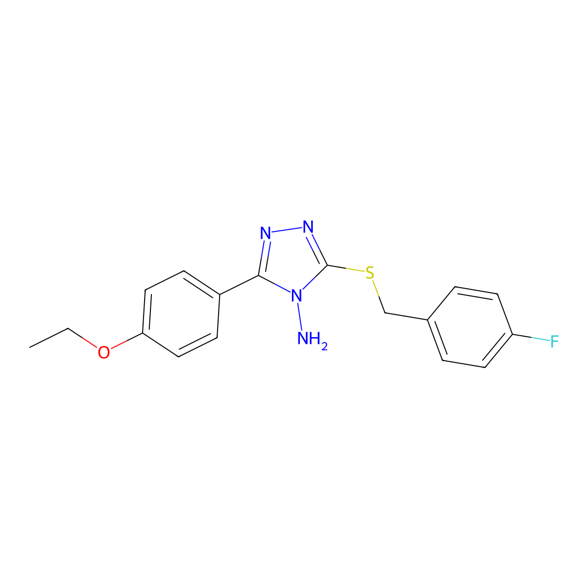 5-(4-Ethoxyphenyl)-3-[(4-fluorophenyl)methylthio]-1,2,4-triazole-4-ylamine molecular structure, CAS 587002-24-2