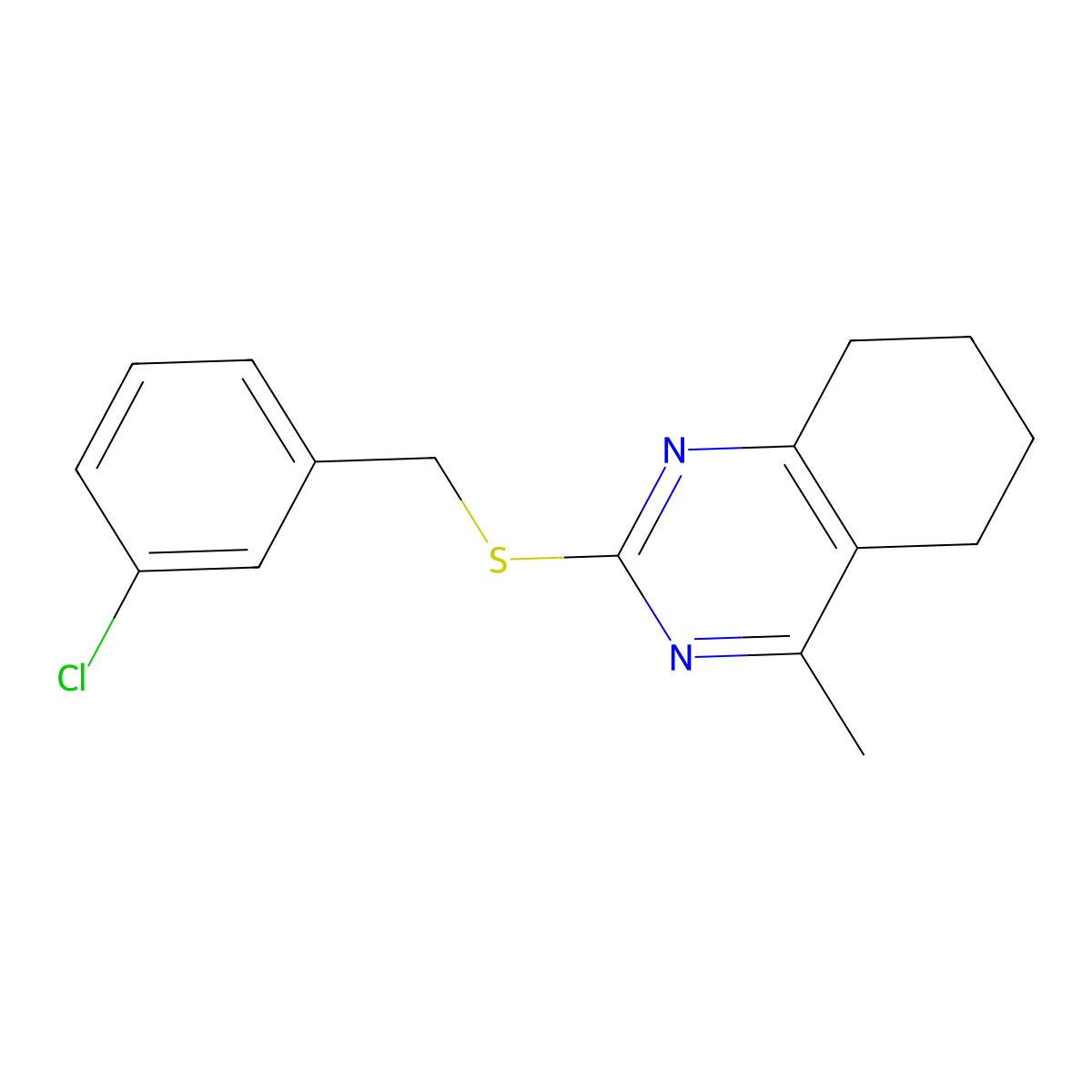 2-[(3-Chlorobenzyl)sulfanyl]-4-methyl-5,6,7,8-tetrahydroquinazoline molecular structure, CAS 587002-34-4