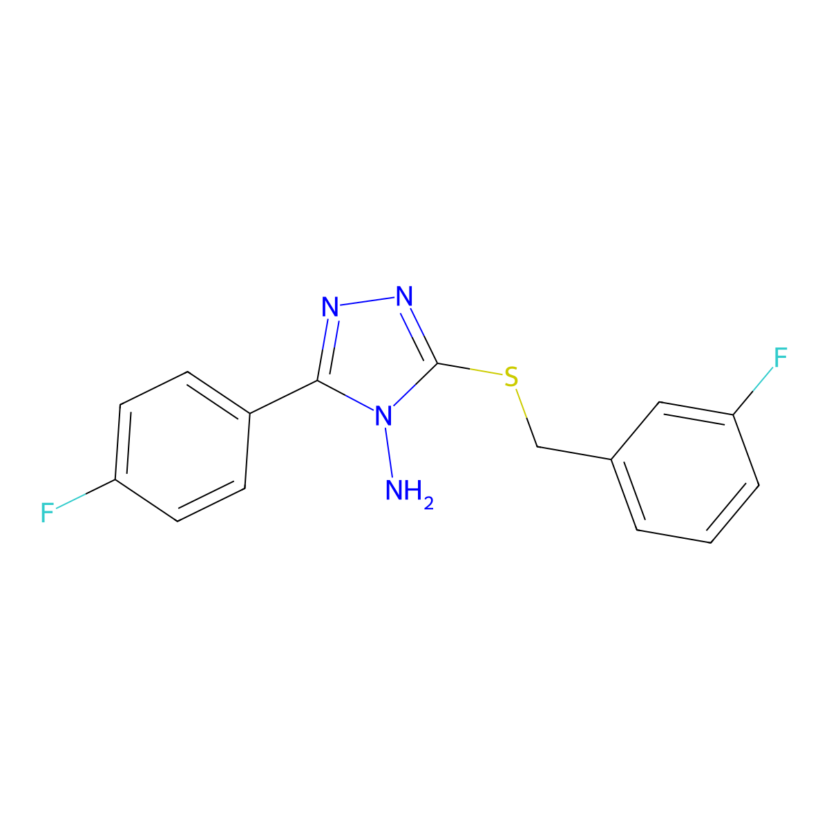 5-(4-Fluorophenyl)-3-[(3-fluorophenyl)methylthio]-1,2,4-triazole-4-ylamine molecular structure, CAS 587002-46-8
