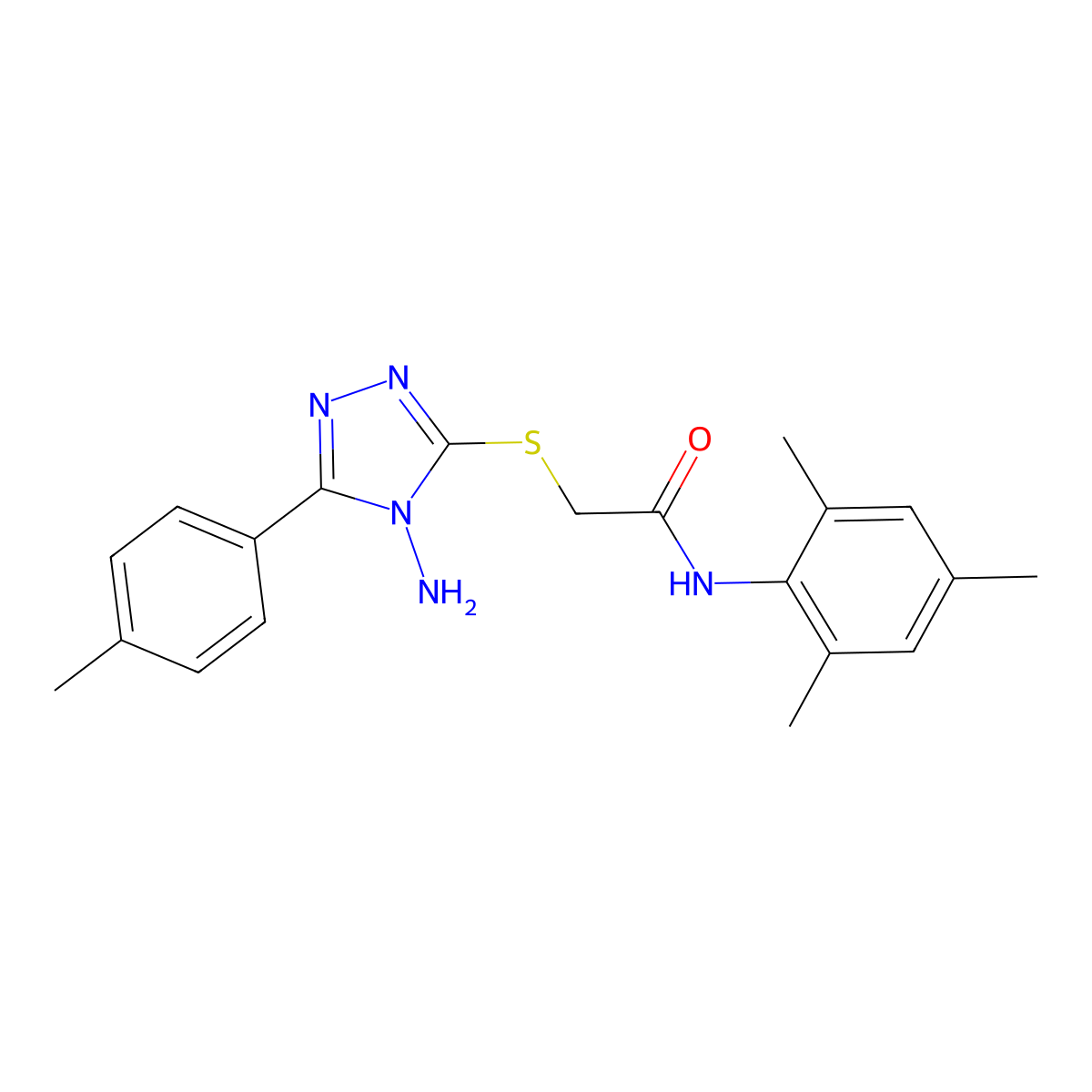 2-{[4-amino-5-(4-methylphenyl)-4H-1,2,4-triazol-3-yl]sulfanyl}-N-(2,4,6-trimethylphenyl)acetamide molecular structure, CAS 587002-49-1