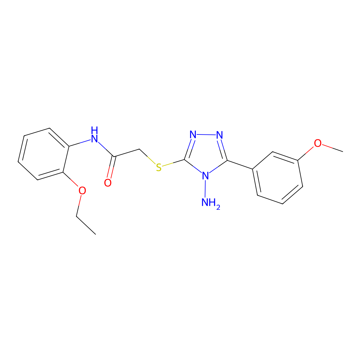 2-{[4-amino-5-(3-methoxyphenyl)-4H-1,2,4-triazol-3-yl]sulfanyl}-N-(2-ethoxyphenyl)acetamide molecular structure, CAS 587002-61-7