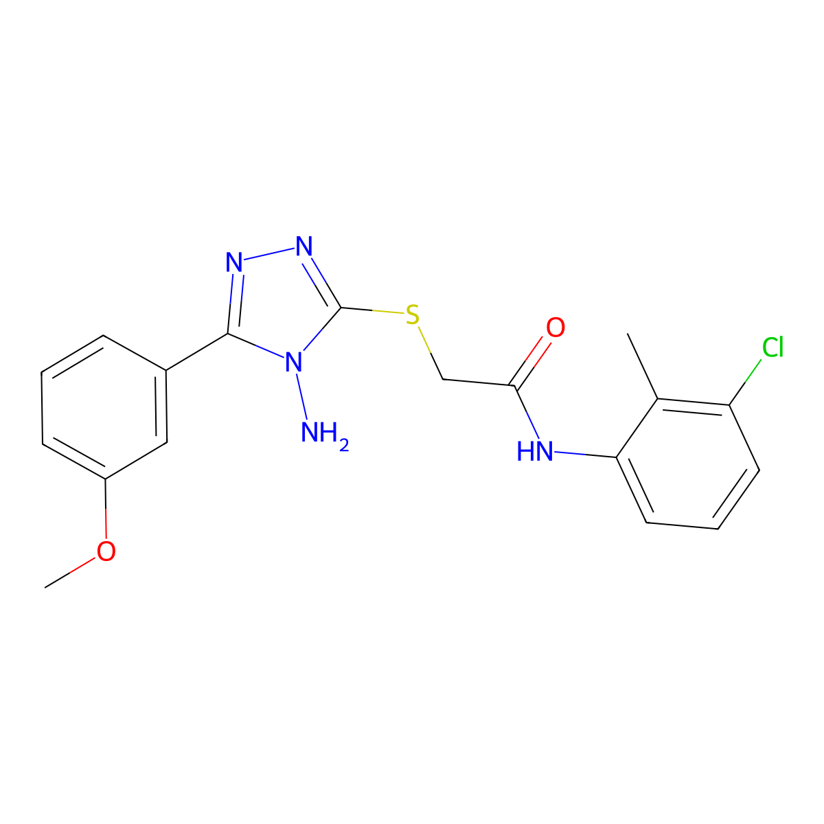 2-{[4-amino-5-(3-methoxyphenyl)-4H-1,2,4-triazol-3-yl]sulfanyl}-N-(3-chloro-2-methylphenyl)acetamide molecular structure, CAS 587002-77-5
