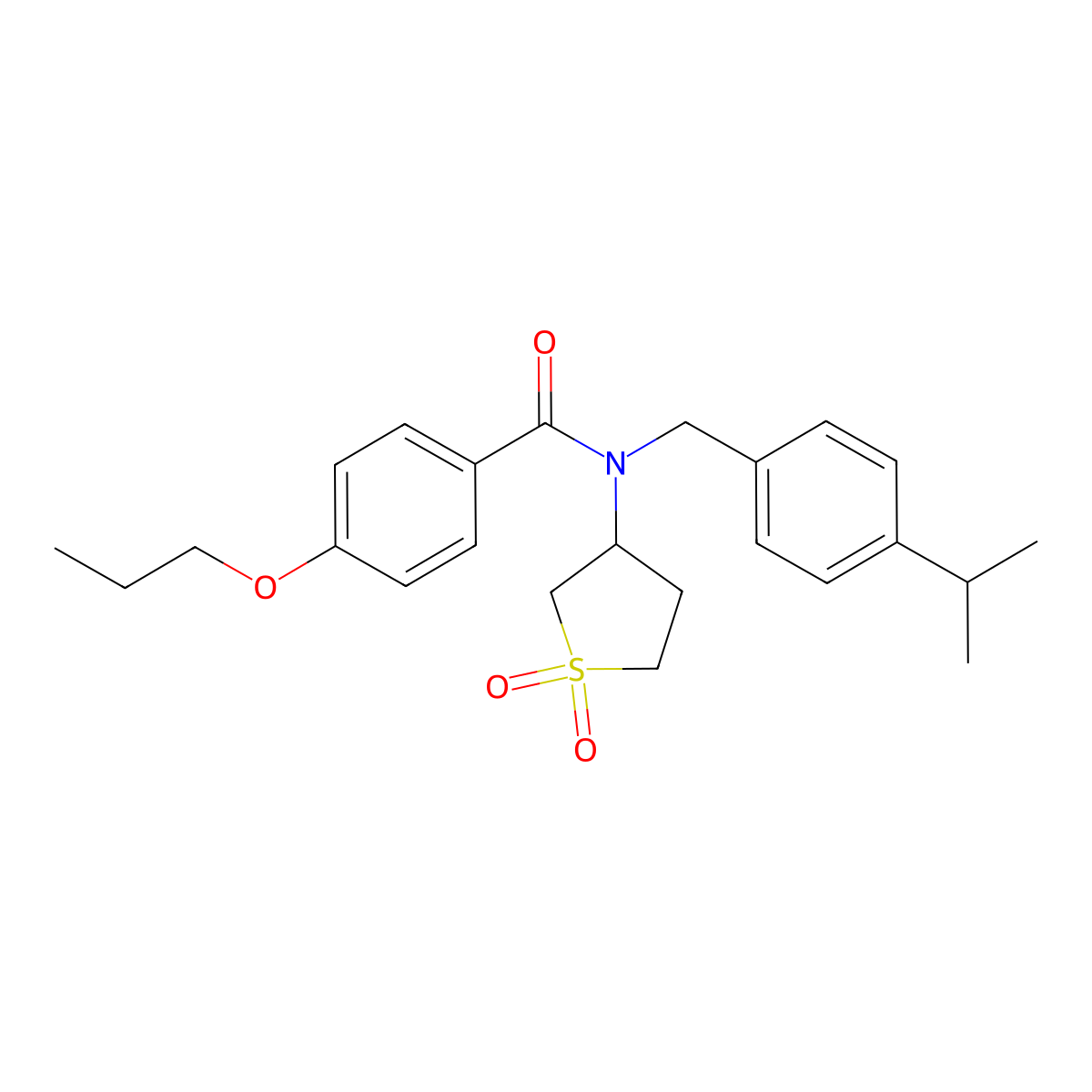 N-(1,1-dioxidotetrahydrothiophen-3-yl)-N-[4-(propan-2-yl)benzyl]-4-propoxybenzamide molecular structure, CAS 587002-89-9