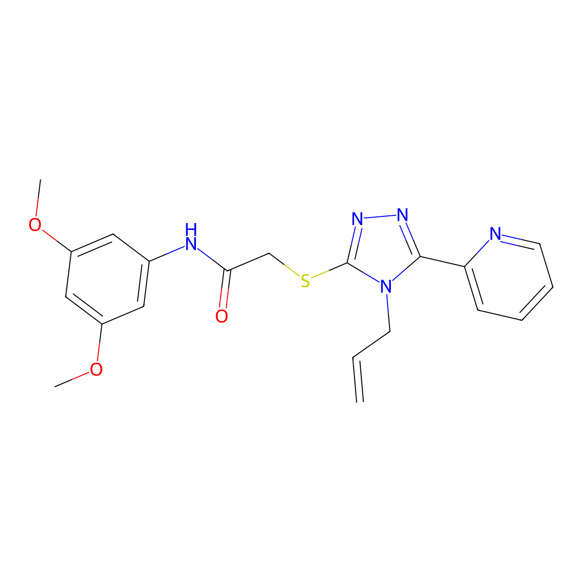 2-{[4-Allyl-5-(2-pyridinyl)-4H-1,2,4-triazol-3-YL]sulfanyl}-N-(3,5-dimethoxyphenyl)acetamide molecular structure, CAS 587002-96-8