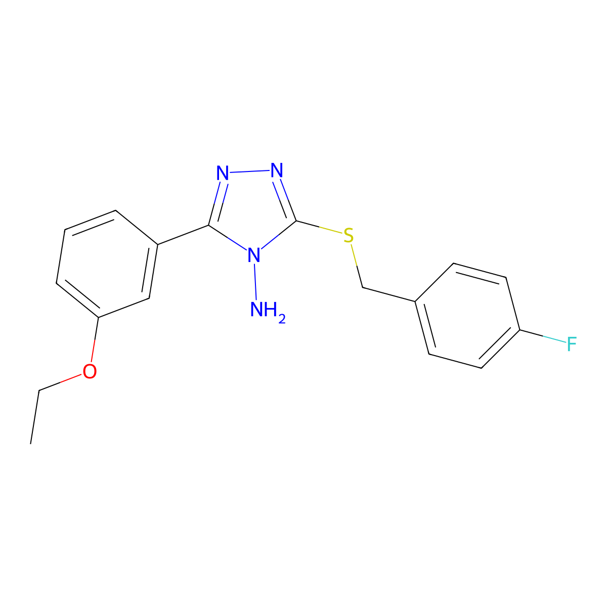 5-(3-Ethoxyphenyl)-3-[(4-fluorophenyl)methylthio]-1,2,4-triazole-4-ylamine molecular structure, CAS 587002-99-1
