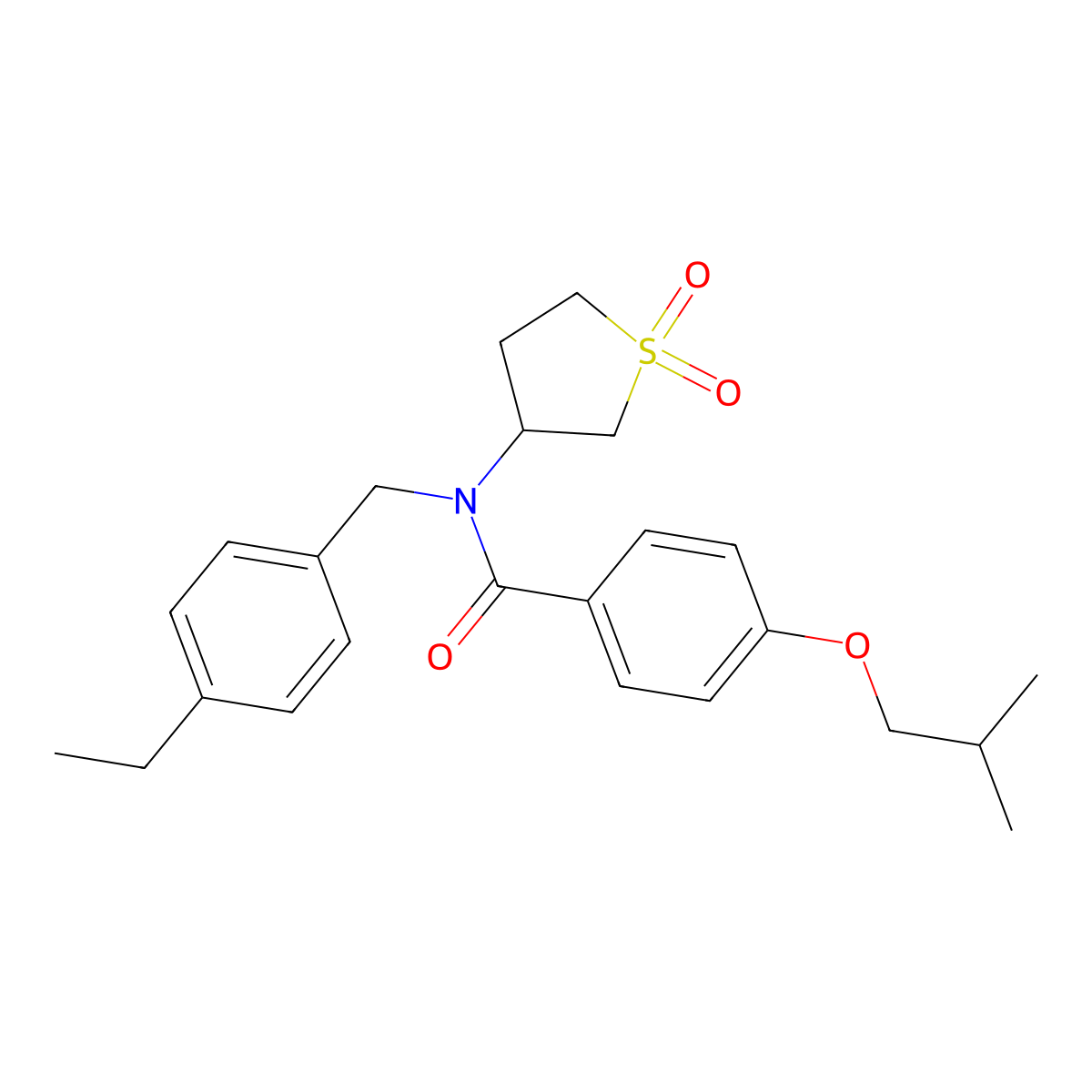 N-(1,1-dioxidotetrahydrothiophen-3-yl)-N-(4-ethylbenzyl)-4-(2-methylpropoxy)benzamide molecular structure, CAS 587003-01-8