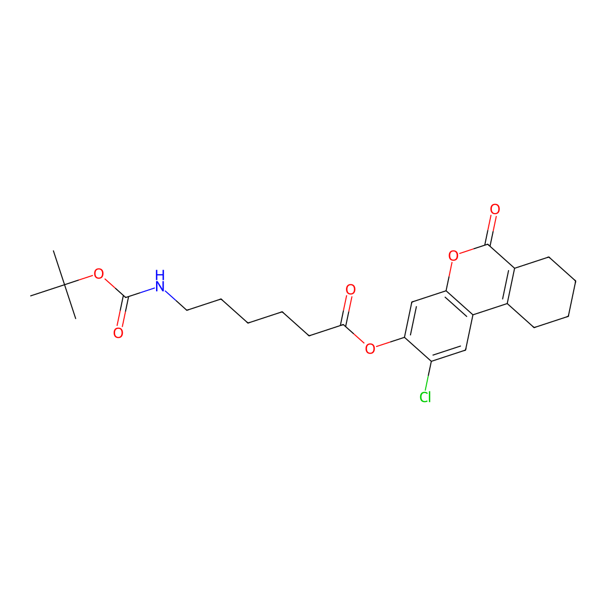 2-chloro-6-oxo-7,8,9,10-tetrahydro-6H-benzo[c]chromen-3-yl 6-[(tert-butoxycarbonyl)amino]hexanoate molecular structure, CAS 587003-21-2