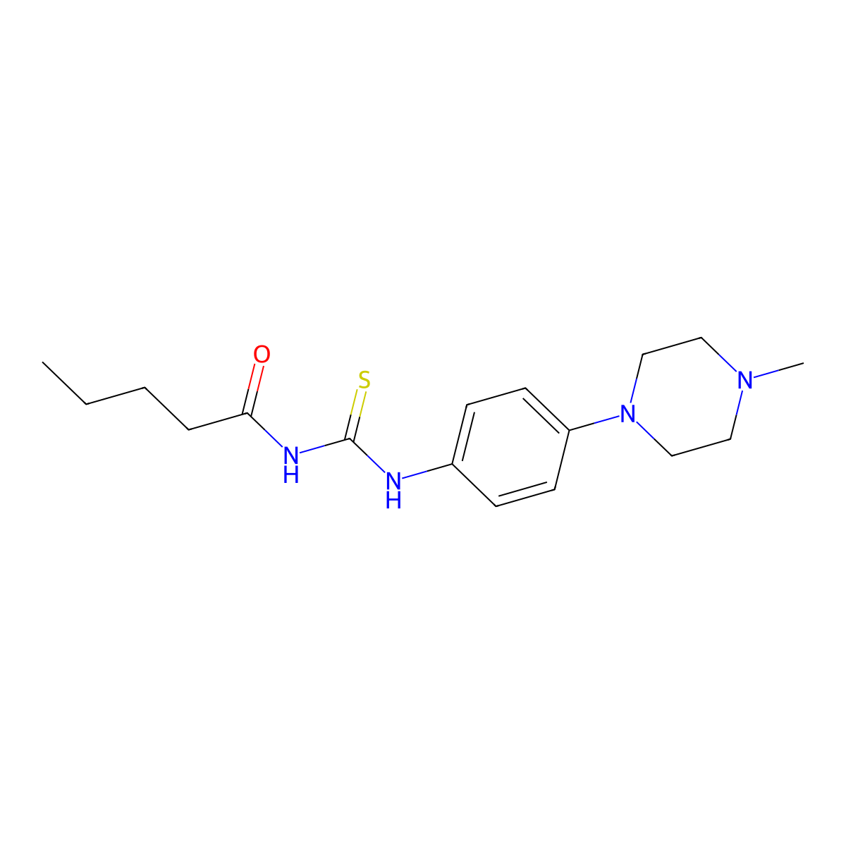 N-[[4-(4-methylpiperazin-1-yl)phenyl]carbamothioyl]pentanamide molecular structure, CAS 587003-40-5