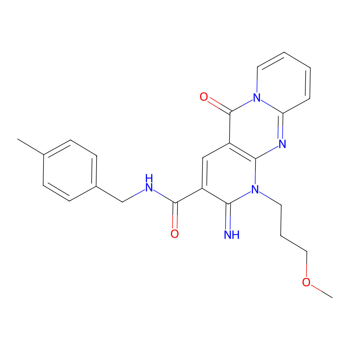 2-imino-1-(3-methoxypropyl)-N-(4-methylbenzyl)-5-oxo-1,5-dihydro-2H-dipyrido[1,2-a:2',3'-d]pyrimidine-3-carboxamide molecular structure, CAS 587003-62-1