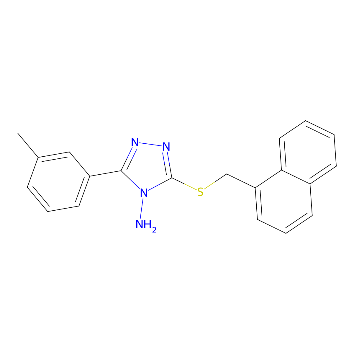 5-(3-Methylphenyl)-3-(naphthylmethylthio)-1,2,4-triazole-4-ylamine molecular structure, CAS 587003-70-1