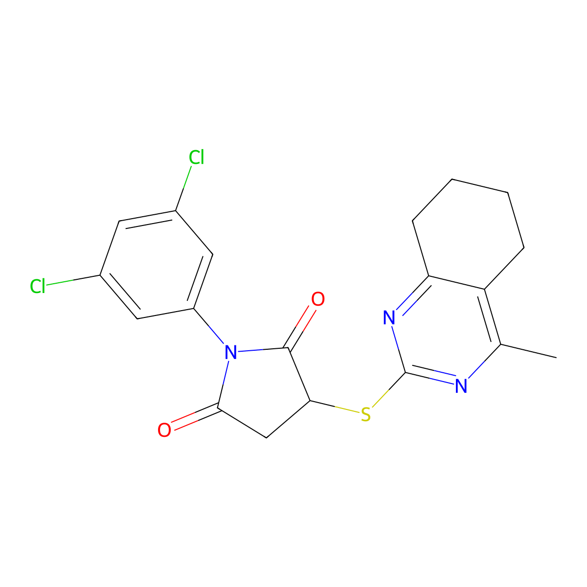 1-(3,5-Dichlorophenyl)-3-[(4-methyl-5,6,7,8-tetrahydroquinazolin-2-yl)sulfanyl]pyrrolidine-2,5-dione molecular structure, CAS 587003-88-1