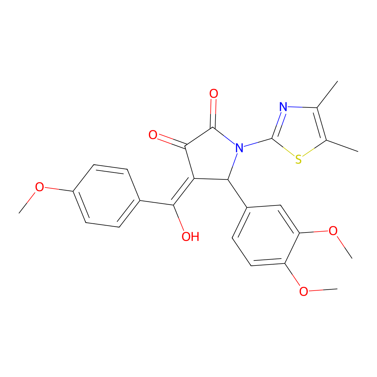 5-(3,4-dimethoxyphenyl)-1-(4,5-dimethyl-1,3-thiazol-2-yl)-3-hydroxy-4-(4-methoxybenzoyl)-2,5-dihydro-1H-pyrrol-2-one molecular structure, CAS 587004-09-9