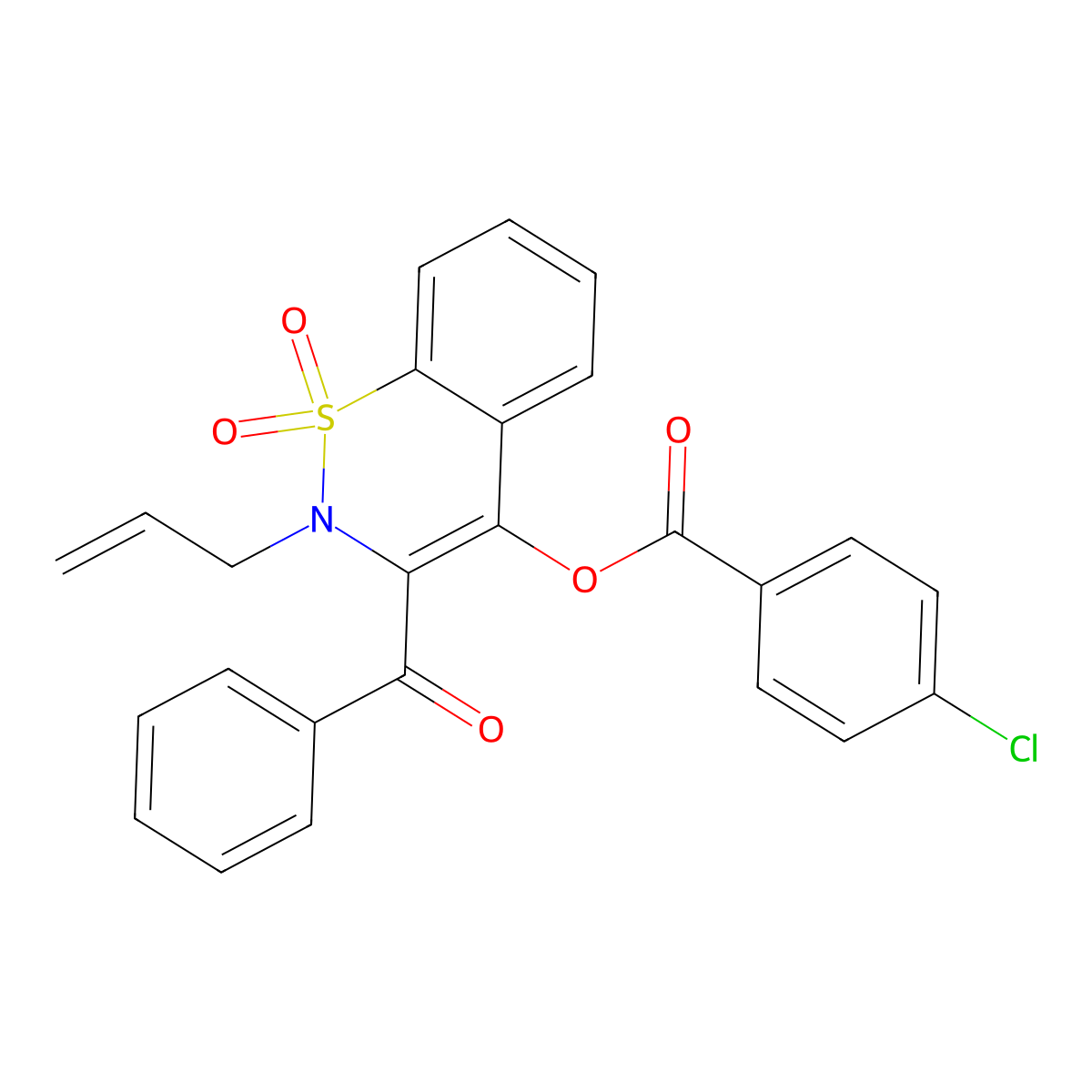 2-allyl-3-benzoyl-1,1-dioxido-2H-1,2-benzothiazin-4-yl 4-chlorobenzoate molecular structure, CAS 587004-10-2