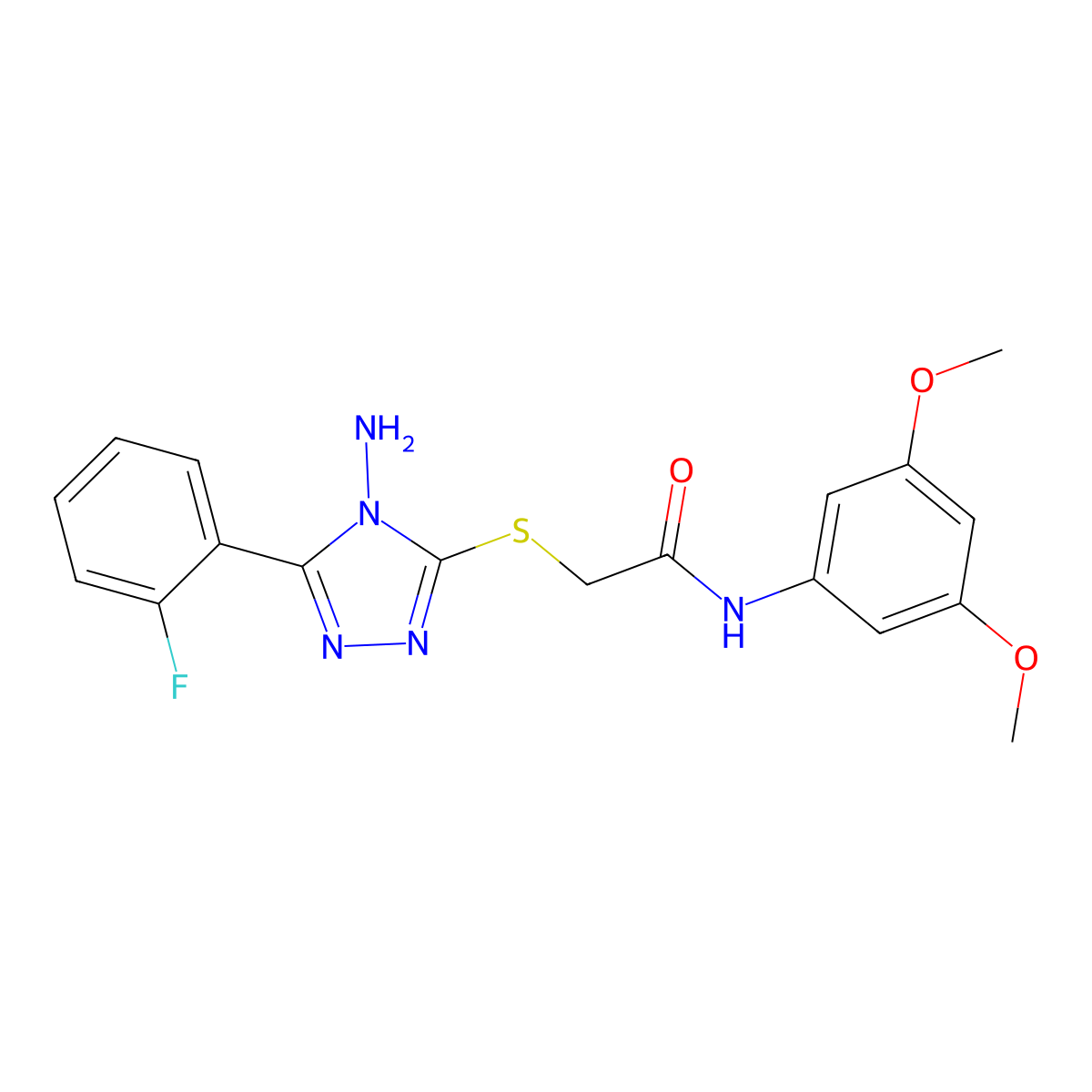 2-{[4-amino-5-(2-fluorophenyl)-4H-1,2,4-triazol-3-yl]sulfanyl}-N-(3,5-dimethoxyphenyl)acetamide molecular structure, CAS 587004-30-6