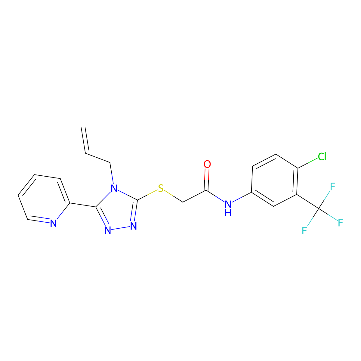 2-{[4-Allyl-5-(2-pyridinyl)-4H-1,2,4-triazol-3-YL]sulfanyl}-N-[4-chloro-3-(trifluoromethyl)phenyl]acetamide molecular structure, CAS 587004-42-0