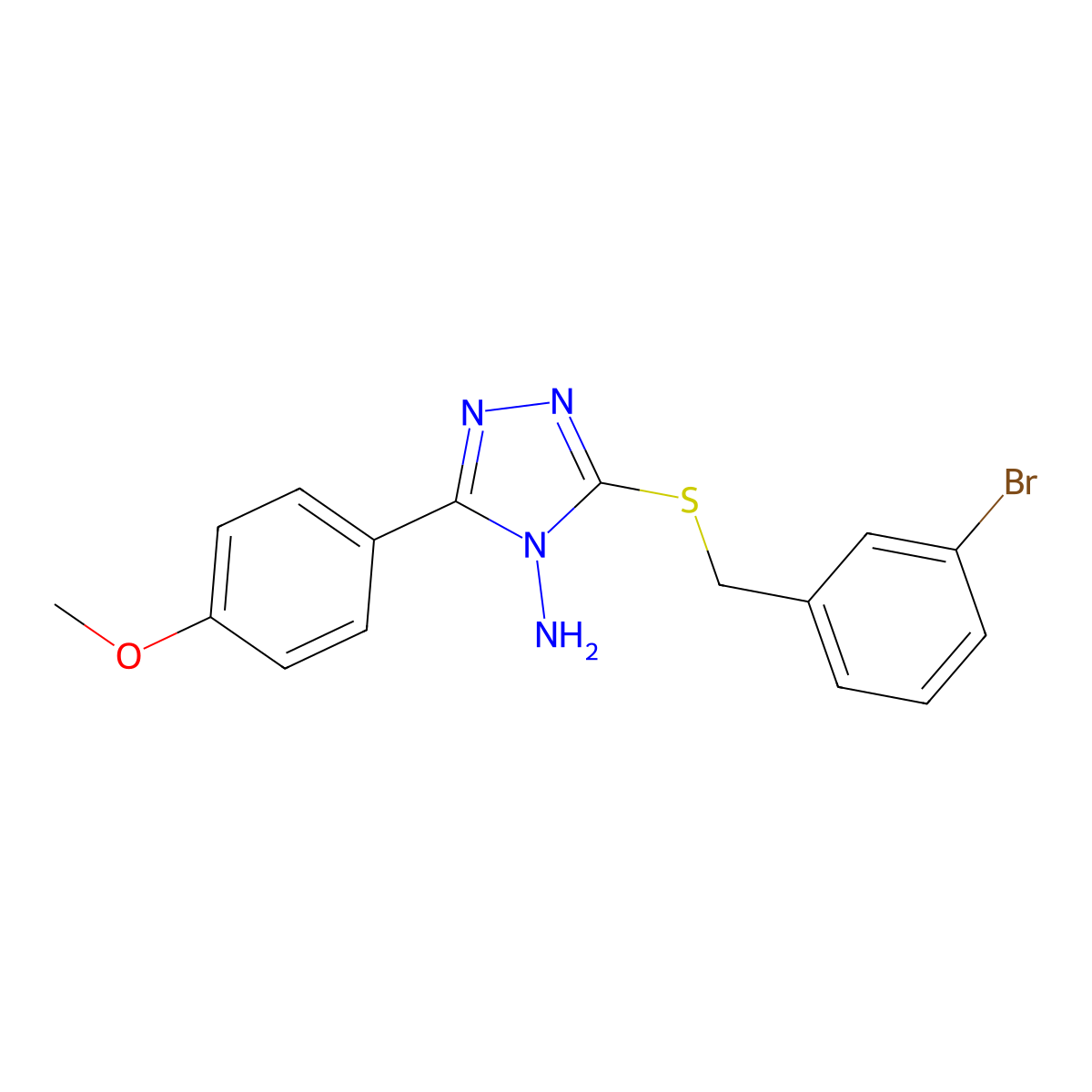 3-[(3-Bromophenyl)methylthio]-5-(4-methoxyphenyl)-1,2,4-triazole-4-ylamine molecular structure, CAS 587004-76-0