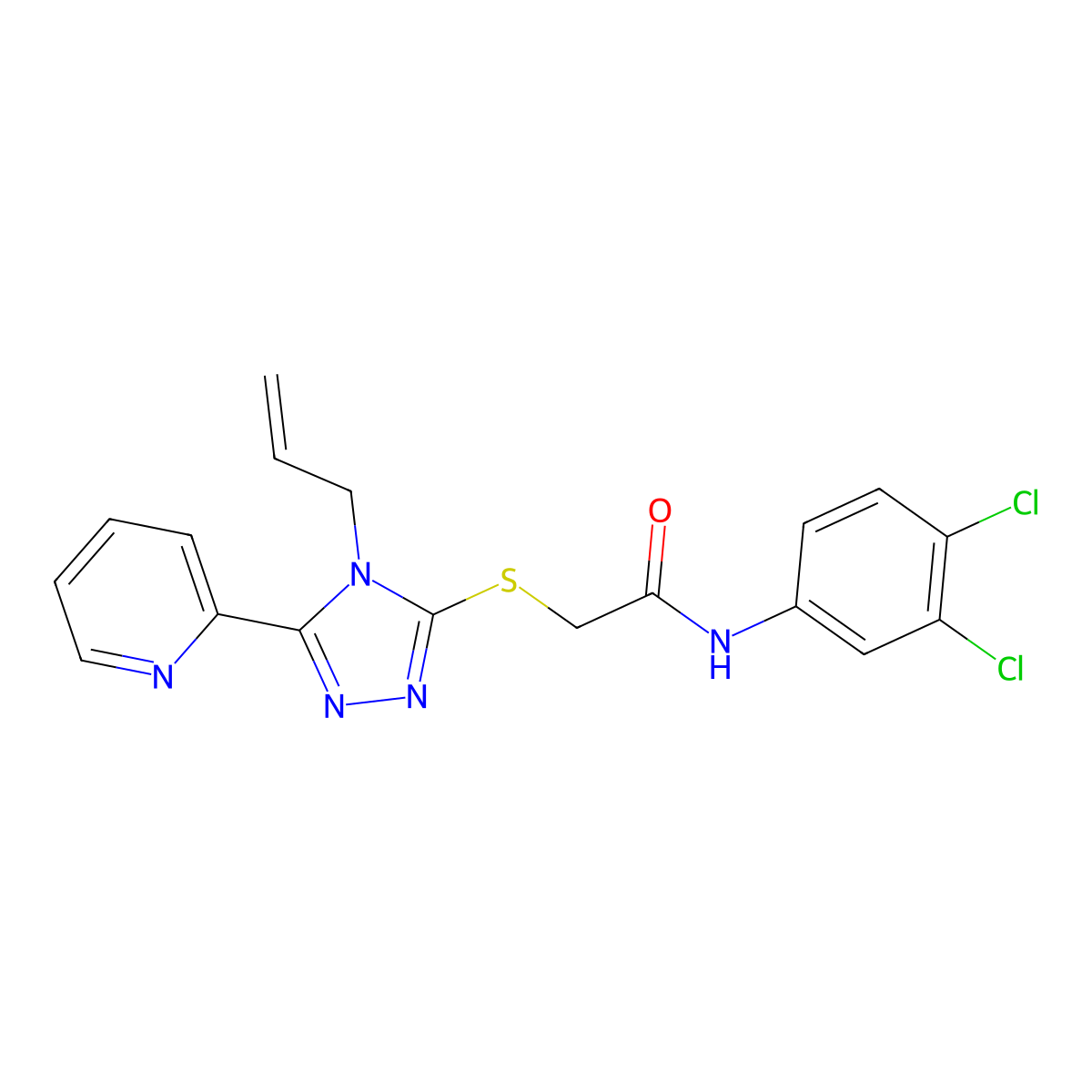 2-((4-Allyl-5-(2-pyridinyl)-4H-1,2,4-triazol-3-YL)sulfanyl)-N-(3,4-dichlorophenyl)acetamide molecular structure, CAS 587004-88-4