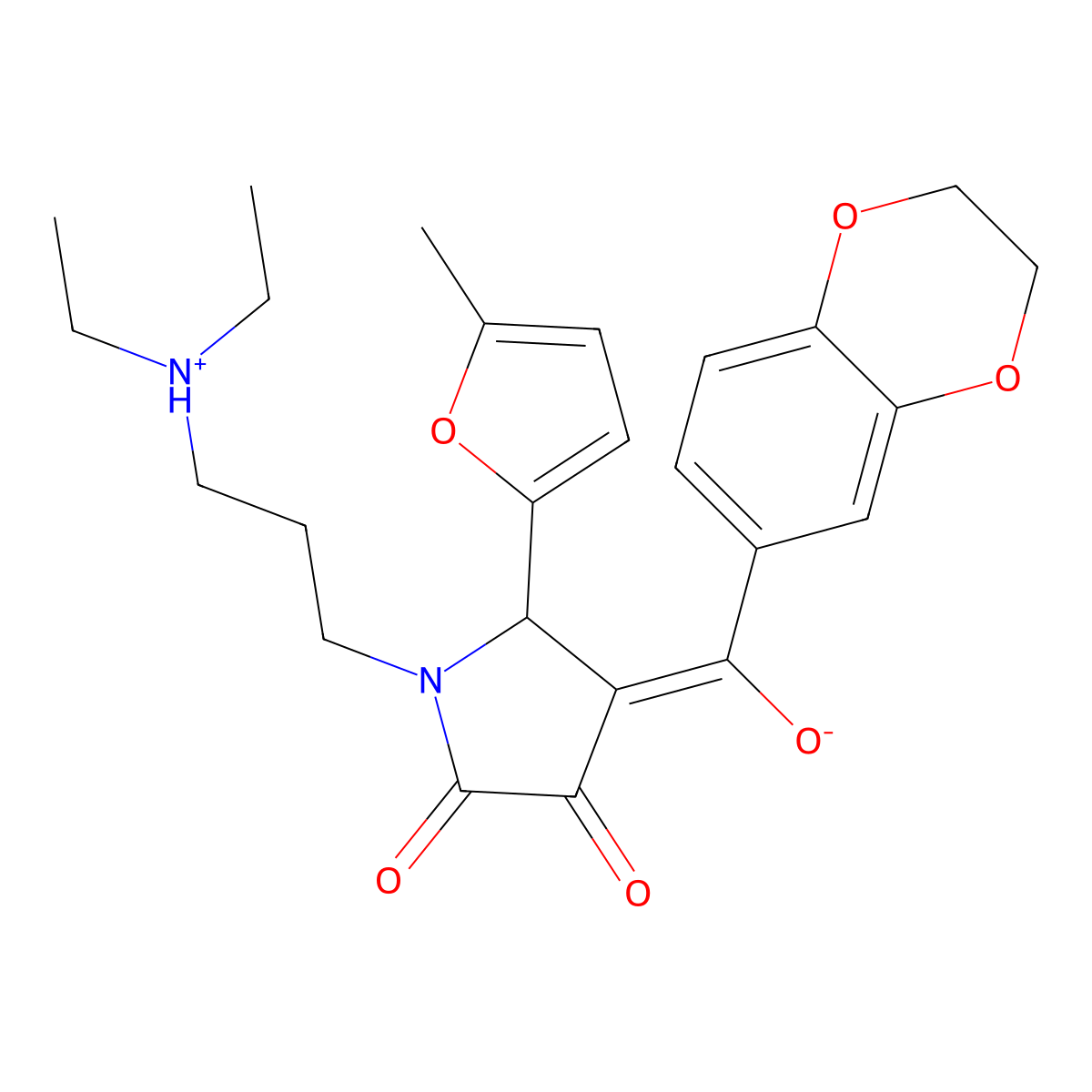 1-[3-(Diethylamino)propyl]-4-[2,3-dihydro-1,4-benzodioxin-6-yl(hydroxy)methylidene]-5-(5-methylfuran-2-yl)pyrrolidine-2,3-dione molecular structure, CAS 587004-92-0