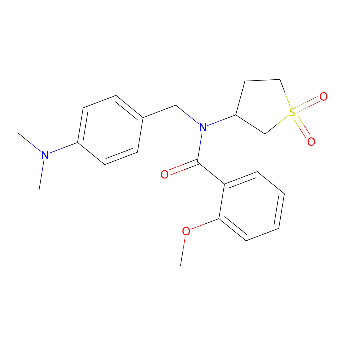 N-[4-(dimethylamino)benzyl]-N-(1,1-dioxidotetrahydrothiophen-3-yl)-2-methoxybenzamide molecular structure, CAS 587004-97-5