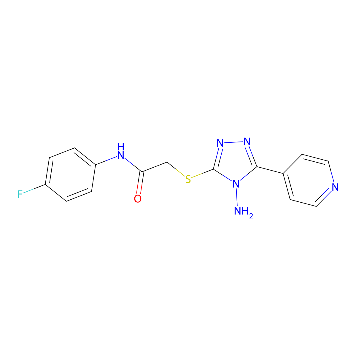 2-((4-amino-5-(pyridin-4-yl)-4H-1,2,4-triazol-3-yl)thio)-N-(4-fluorophenyl)acetamide molecular structure, CAS 587005-04-7
