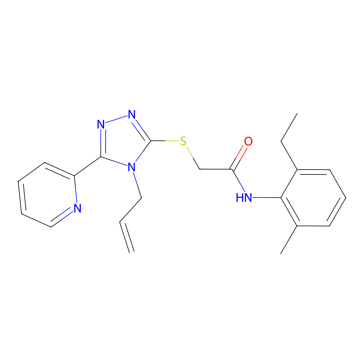 2-{[4-Allyl-5-(2-pyridinyl)-4H-1,2,4-triazol-3-YL]sulfanyl}-N-(2-ethyl-6-methylphenyl)acetamide molecular structure, CAS 587005-33-2