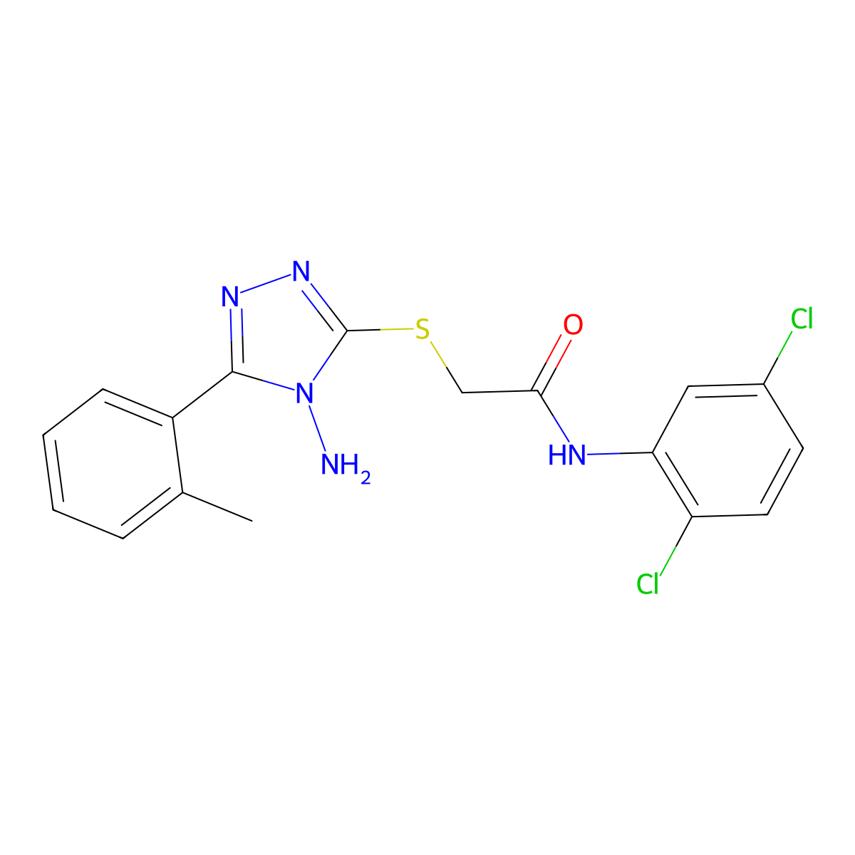 2-{[4-amino-5-(2-methylphenyl)-4H-1,2,4-triazol-3-yl]sulfanyl}-N-(2,5-dichlorophenyl)acetamide molecular structure, CAS 587005-59-2
