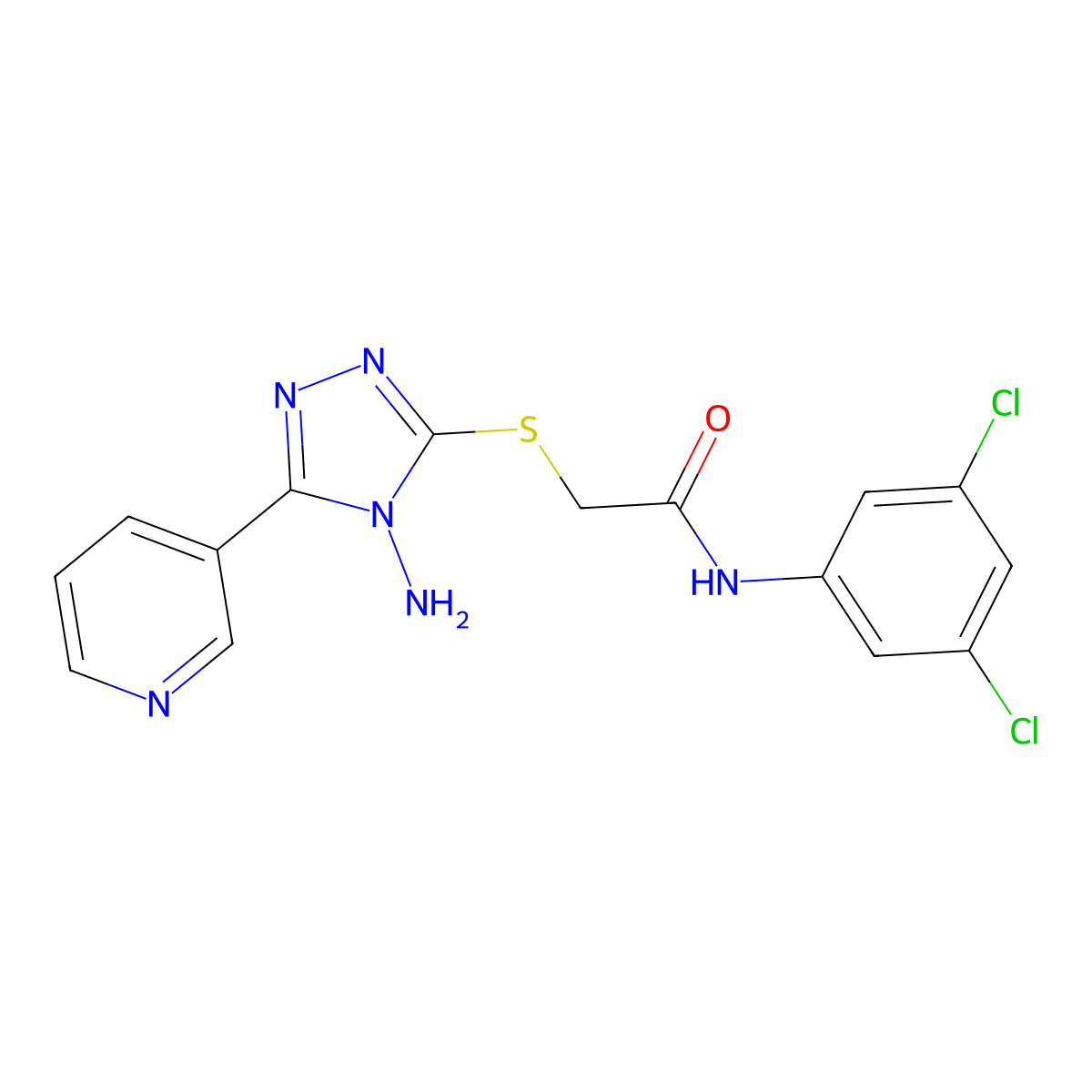 2-((4-amino-5-(pyridin-3-yl)-4H-1,2,4-triazol-3-yl)thio)-N-(3,5-dichlorophenyl)acetamide molecular structure, CAS 587005-68-3
