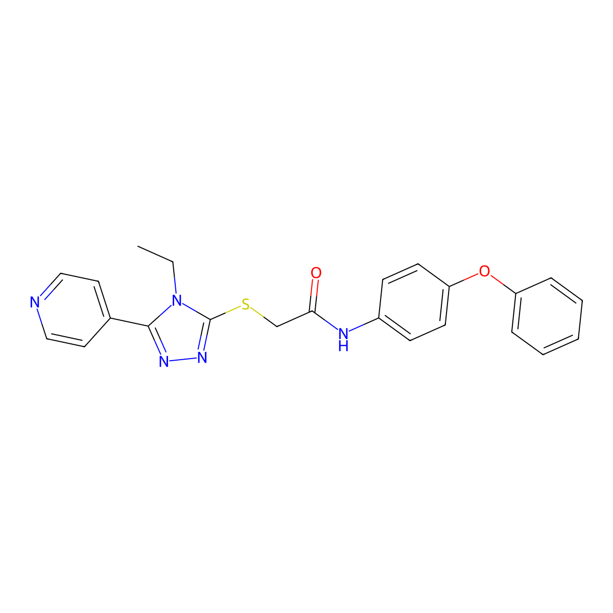 2-{[4-Ethyl-5-(4-pyridinyl)-4H-1,2,4-triazol-3-YL]sulfanyl}-N-(4-phenoxyphenyl)acetamide molecular structure, CAS 587005-82-1