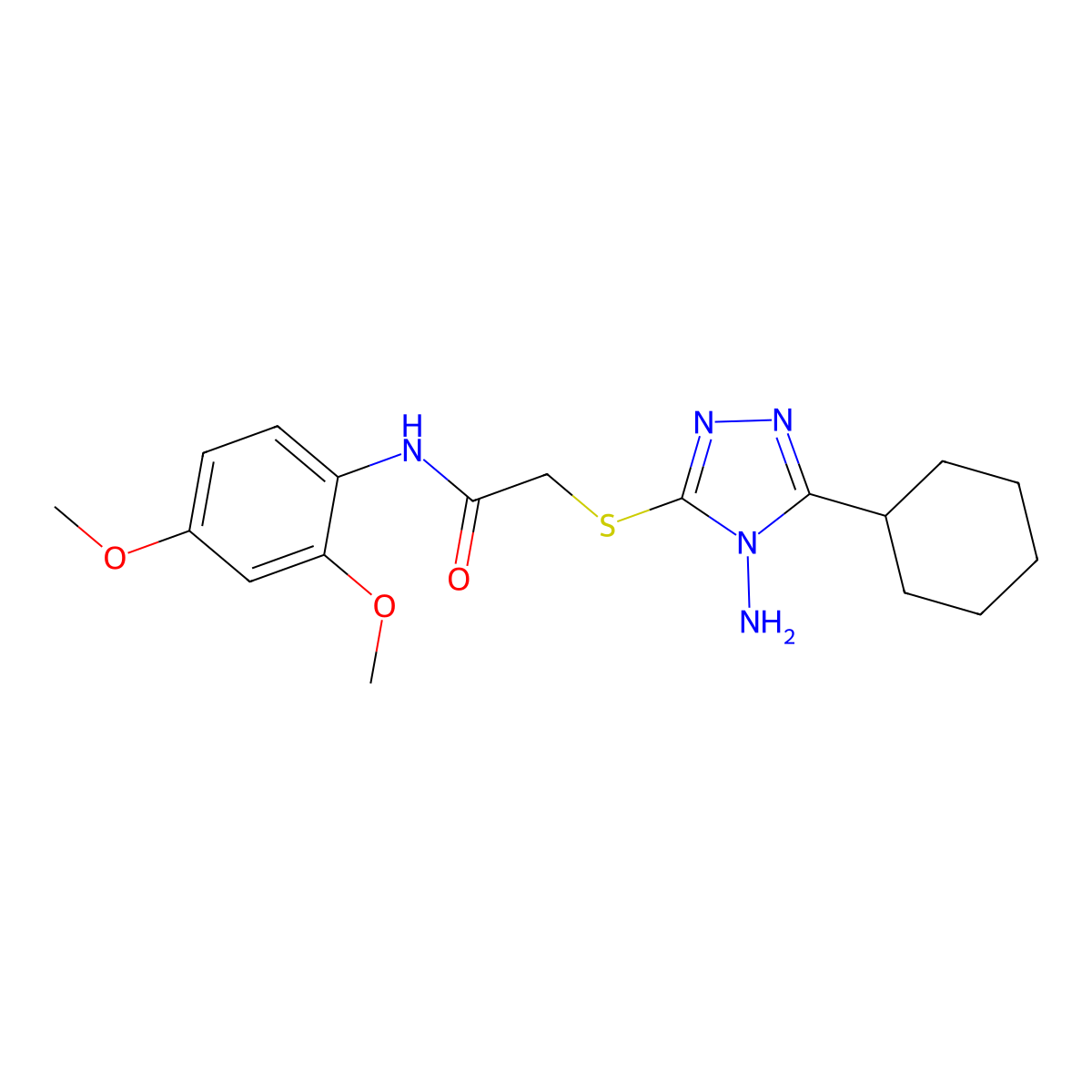 2-((4-amino-5-cyclohexyl-4H-1,2,4-triazol-3-yl)thio)-N-(2,4-dimethoxyphenyl)acetamide molecular structure, CAS 587005-87-6