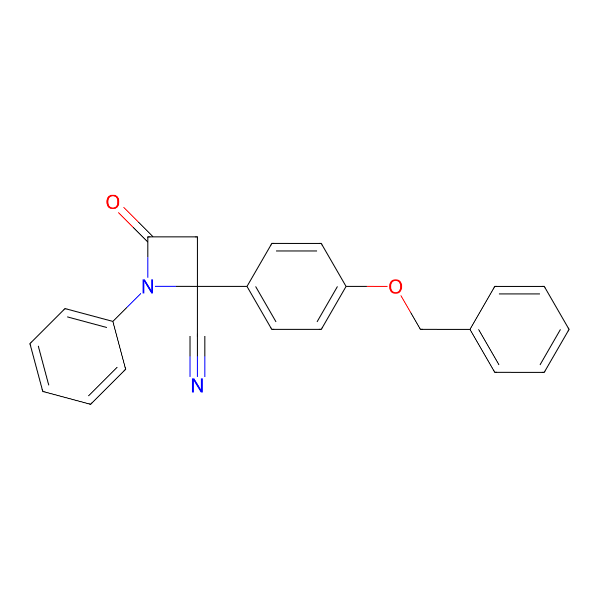 4-Oxo-1-phenyl-2-(4-phenylmethoxyphenyl)azetidine-2-carbonitrile molecular structure, CAS 587005-89-8